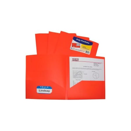 C-Line Products Two-Pocket Heavyweight Poly Portfolio Folder, Orange, 25 Folders/Set 33952-BX